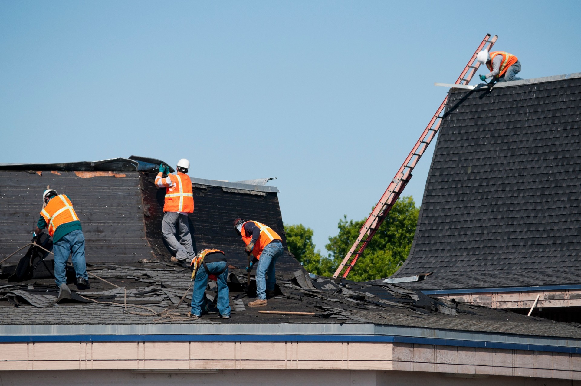 Roofing Crew At Work Roofing Crew At Work